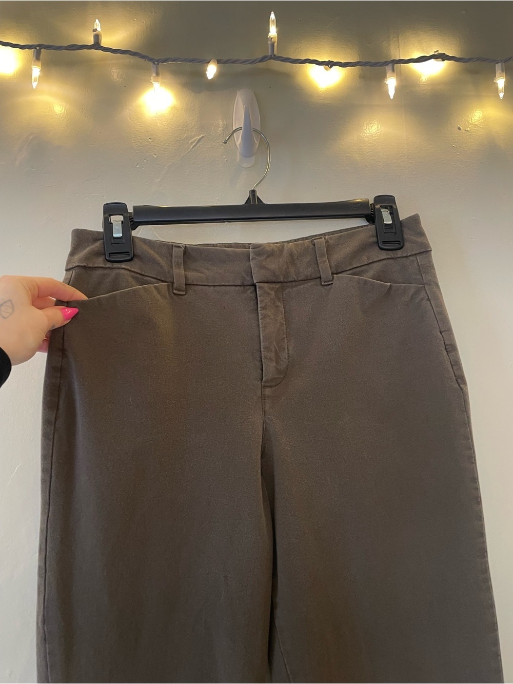Old Navy Pixie Skinny Trouser Slim Straight Ankle Brown Office Work Mid Rise - Picture 5 of 15
